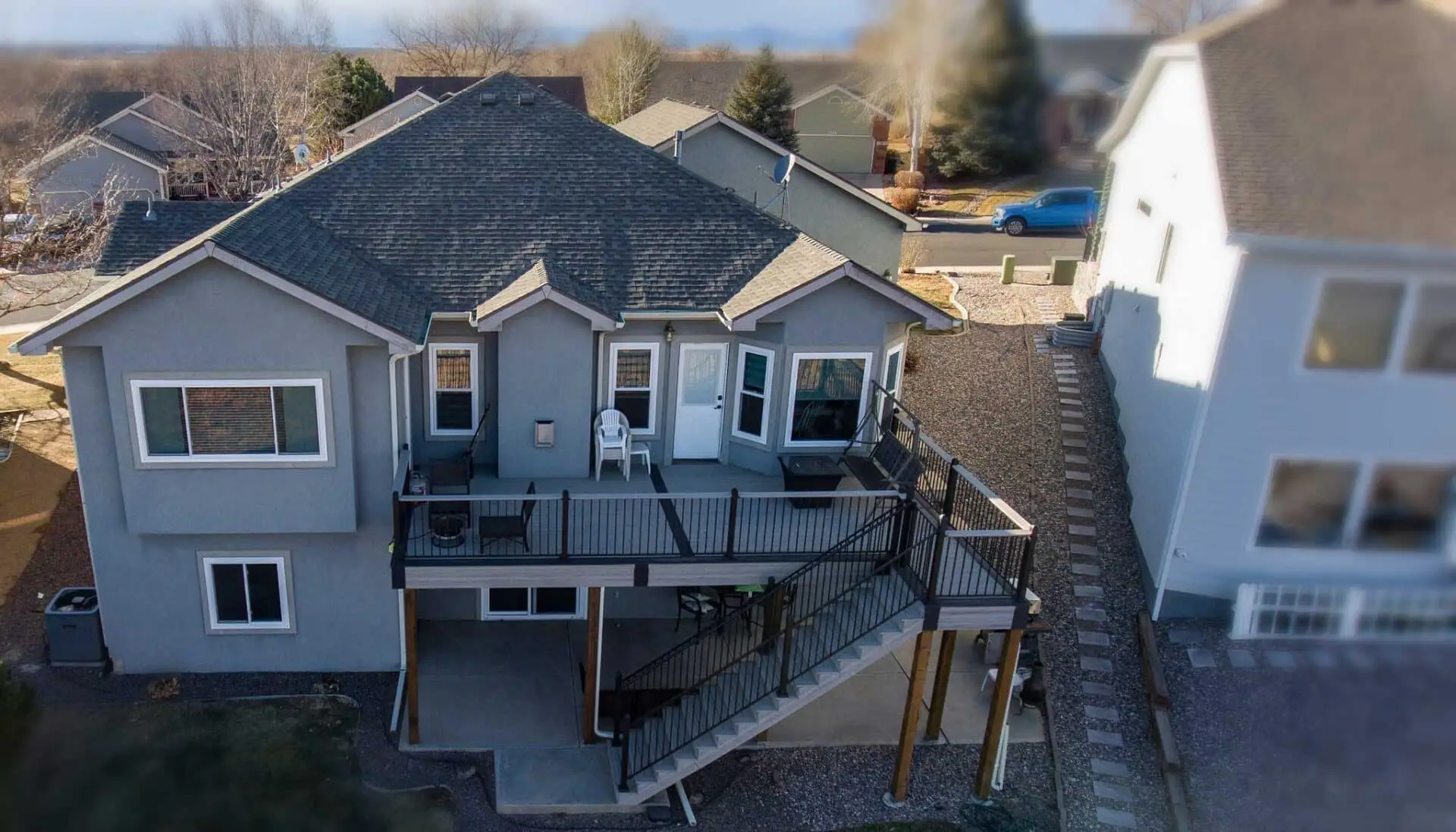 Drone view of exterior remodeling project | Northern Lights Exteriors