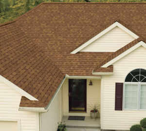 Large home with brown asphalt shingles