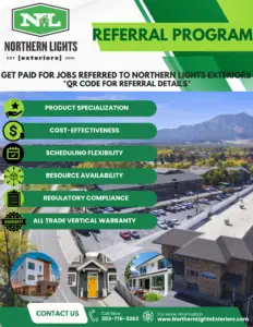 Northern Lights Exteriors commercial referral program flyer