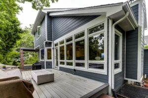 Niwot Siding Installation Including James Hardie Evening Blue with Arctic White Trim