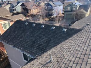 Roofing project in Lafayette, CO featuring a full roof replacement with Class IV impact-resistant shingles after hailstorm damage.