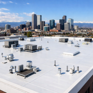 TPO roof installation project on a commercial flat roof in Denver Colorado by Northern Lights Exteriors
