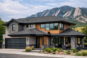 Modern mountain home in Boulder with luxury CertainTeed-style roof