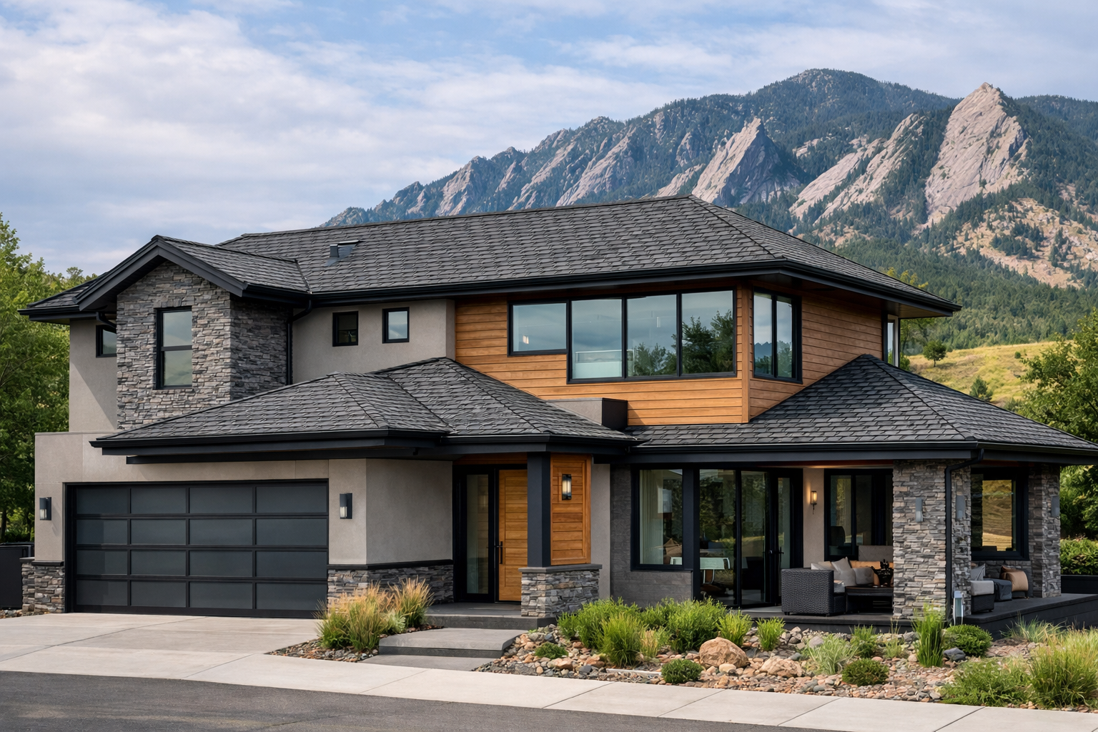 Modern mountain home with scenic views | Northern Lights Exteriors