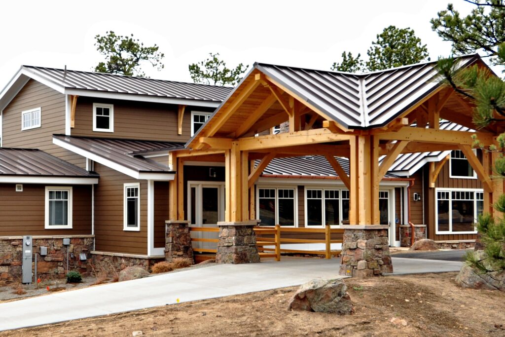 Class A fire-rated standing seam metal roof on a mountain home in Estes Park, CO by Northern Lights Exteriors