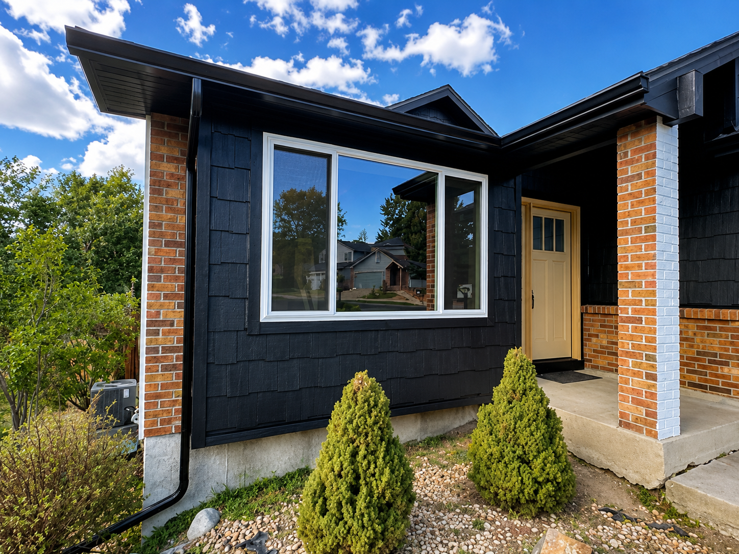 Westminster, Colorado home with LP SmartSide ExpertFinish pre-finished composite wood siding and a shingle-shake accent, installed by Northern Lights Exteriors